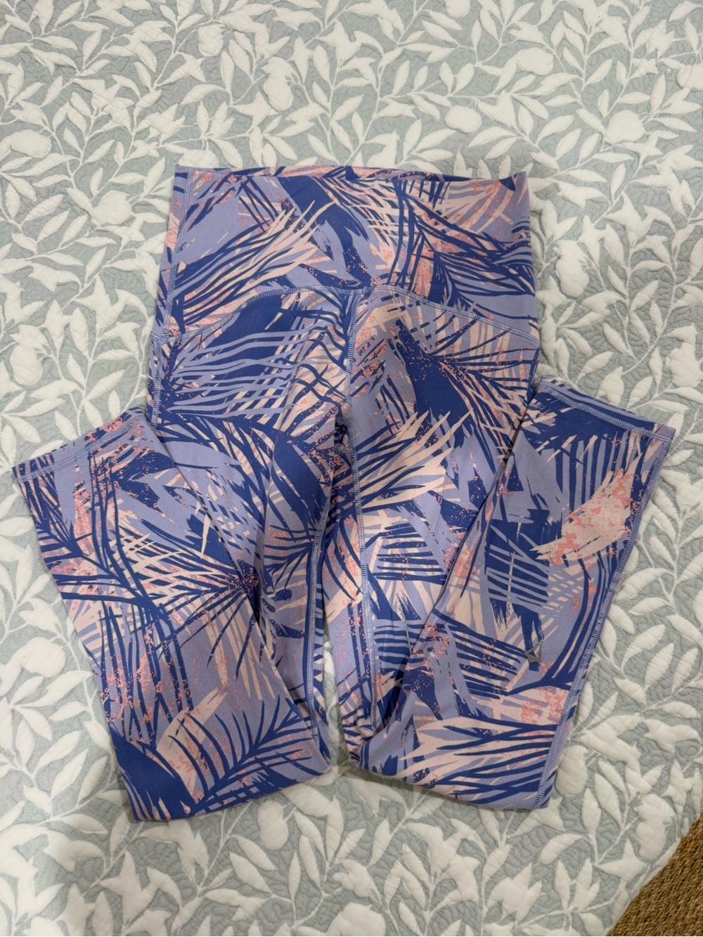 Ivivva Girls Palm-Print Lavender Athletic Leggings - 21”